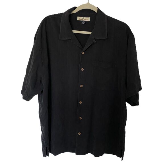 Tommy Bahama Relax Fit Short Sleeve Silk Button-Up Shirt in Black Sz XL - Picture 2 of 7